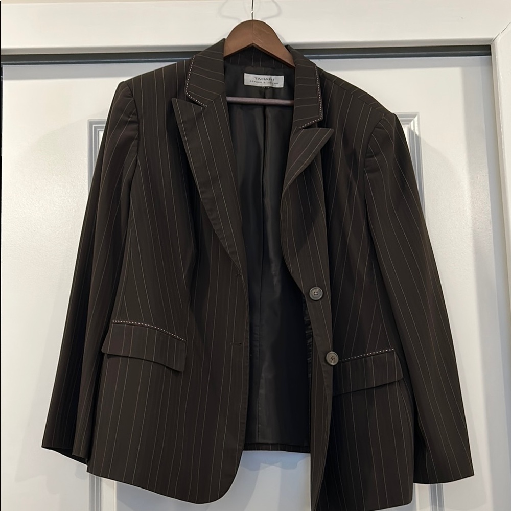 Brown Pinstripe Women's Blazer